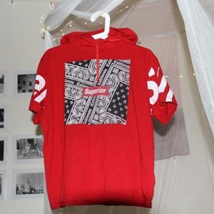 Superior Red T Shirt Hoodie
